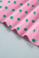 Pink Polka Dot Print V Neck Short Sleeve Tiered Mini Dress