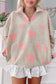 Gray Bow Sherpa Quarter Zip Drop Shoulder Baggy Sweatshirt