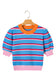 Green Stripe Colorblock Trim Half Sleeve Sweater Top