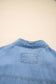 Beau Blue Half Sleeve Button Down Ruffled High Low Chambray Shirt