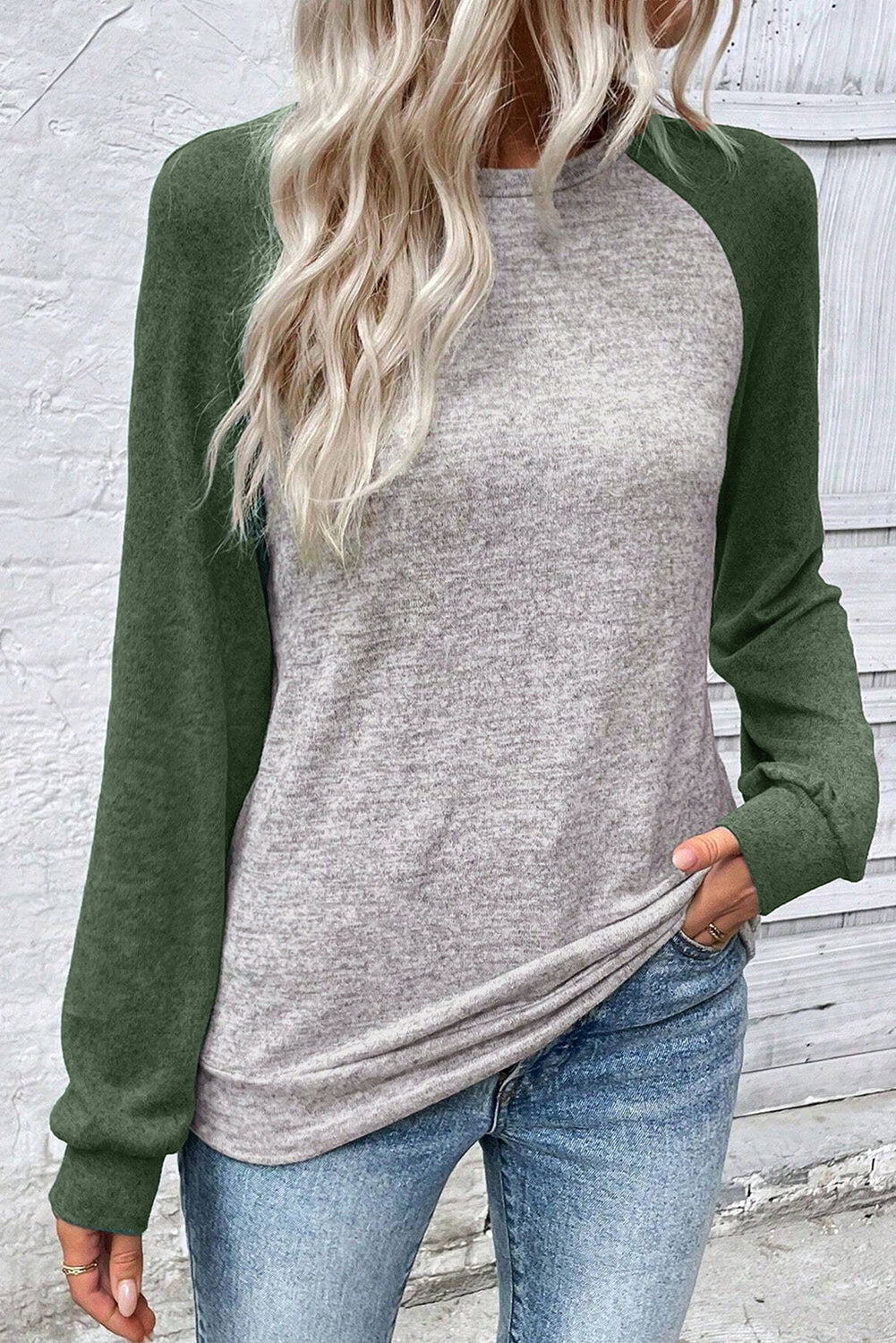 Red Dahlia Colorblock Raglan Long Sleeve T Shirt