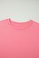 Peach Blossom Solid Color Raw Seam Detail Ruffle Hem Plus Size T Shirt