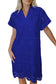Dark Blue Solid Color Eyelet Embroidered T Shirt Mini Dress