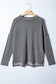 Parchment Twist Ribbed Exposed Seam Detail Long Sleeve Loose Top