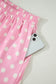 Sky Blue Polka Dot Print Color Block Trim Mock Neck Short Set