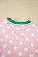 Sky Blue Polka Dot Contrast Trim Long Sleeve Top Drawstring Shift Pants Set
