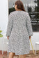 Khaki Plus Size Button V Neck Leopard Print Puff Sleeve Loose Mini Dress