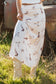White Western Print Satin Long Skirt