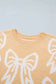 Pink Bow Pattern Drop Shoulder Loose Sweater