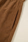 Camel Corduroy Full Buttoned Collared Shirt Style Plus Size Dress