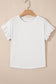 Black Solid Color Ribbed Ruffled Short Sleeve T Shirt