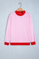 Coffee Colorblock Trim Crewneck Long Sleeve Pullover Sweatshirt
