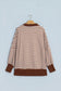 Brown Stripe Color Block Trim Raw Seam Split Hem Loose Pullover Sweatshirt