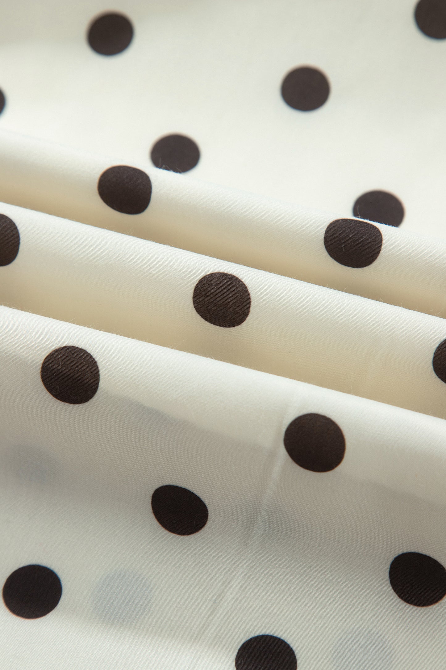 Beige Stripe Polka Dot Print Smocked High Waist Long Skirt
