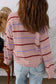 Brown Stripe Striped Ribbed Edge Drop Shoulder Sweater