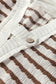 Khaki Stripe Textured Hooded V Neck Casual Long Sleeve Top