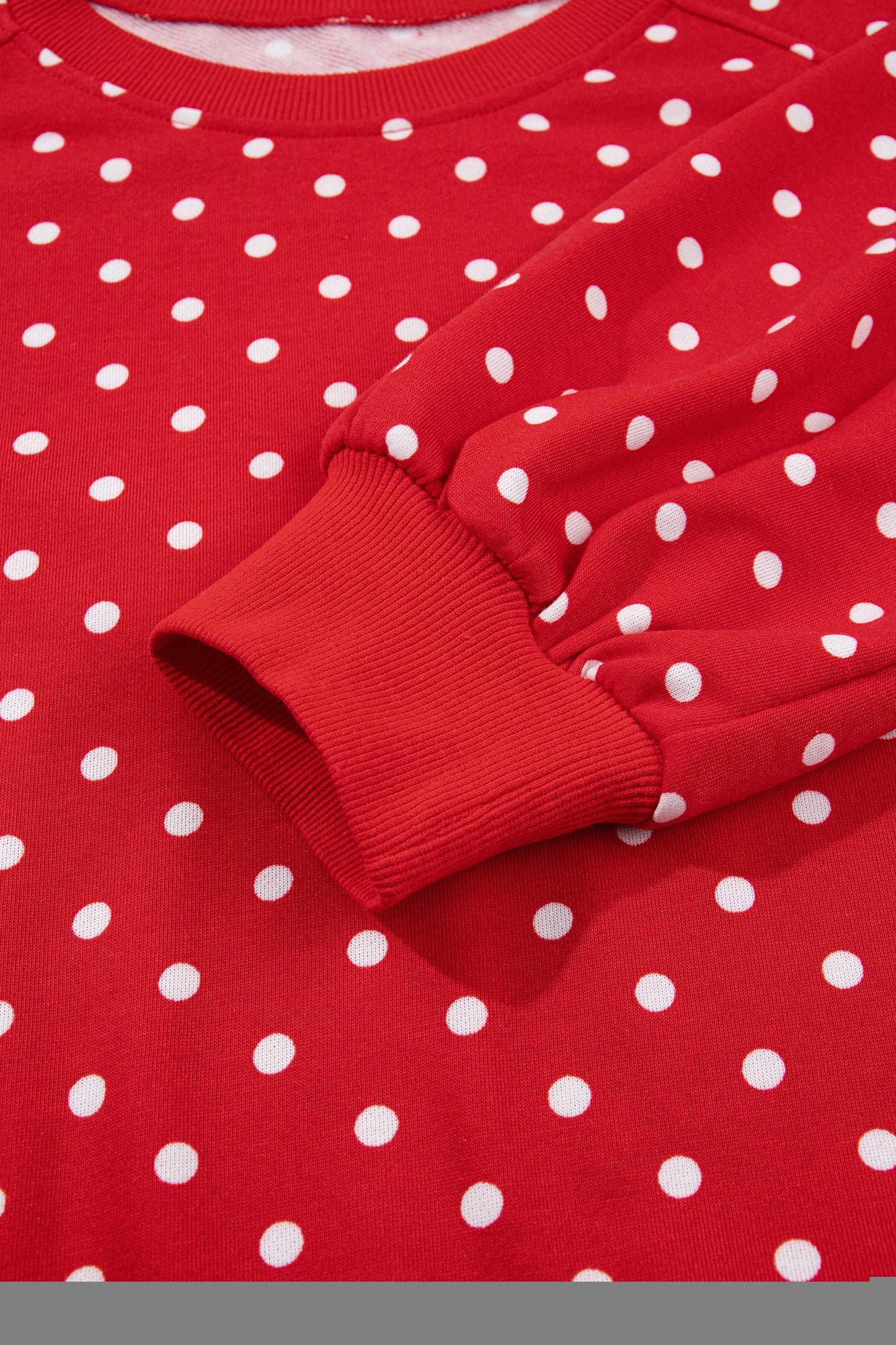 Brown Polka Dot Drawstring Wide Leg Long Sleeve Top Pant Set