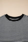 Red Stripe Ribbed Trim Drop Shoulder Long Sleeve Oversize Top
