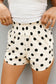 Sky Blue Polka Dot Print Shirred High Waist Casual Shorts
