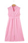 Pink V Neck Sleeveless Double Zip Shift Midi Dress