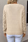 Black Solid V Neck Pointelle Knit Sleeve Patchwork Sweater