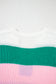 Multicolour Color Block Notch V Neck Sweater T Shirt