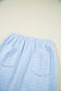Beau Blue Contrast Trim Textured Crewneck Tee and Pocketed Skirt Set