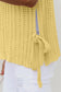 Yellow Cream Hollow-out Crochet Side Tied Short Sleeve Sweater