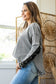 Black Stripe Thermal Knit Drop Shoulder Casual Top