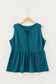 Blue Sapphire Plus Size Solid Color Bow Tie Peplum Tank Top