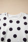 Sky Blue Polka Dot Print Drop Shoulder Pullover Drawstring Shorts Set