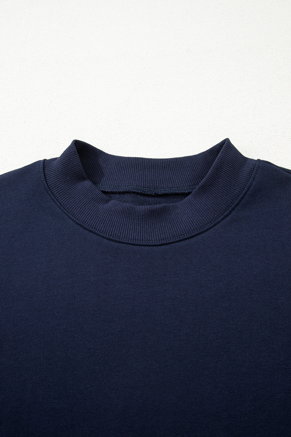 Navy Blue Tiered Ruffle Ribbed Crew Neck Pullover Plus Size Top