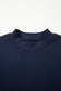 Navy Blue Tiered Ruffle Ribbed Crew Neck Pullover Plus Size Top