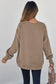 Jungle Green Solid Color Textured Round Neck Drop Shoulder Pullover Sweatshirt