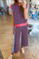 Dark Green Color Block Detail Casual Two-piece Set