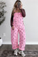 Jet Stream Polka Dot Print Bib Pocket Denim Barrel Overalls Jumpsuit