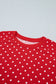 Brown Polka Dot Drawstring Wide Leg Long Sleeve Top Pant Set