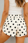 Sky Blue Polka Dot Print Shirred High Waist Casual Shorts