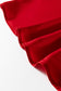 Fiery Red Solid Color Frilled V Neck Bow Detail 3/4 Sleeve Blouse
