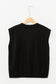 Black Solid Color Crew Neck Knit Cap Sleeve Sweater