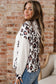 Apricot Oversized Leopard Contrast Mixed Texture Patchwork Zip Up Drop Shoulder Hoodie