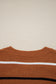 Brown Stripe Striped Ribbed Edge Drop Shoulder Sweater