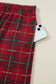 Red Plus Size Plaid Short Sleeve Shirt Loose Pants 2pcs Pajama Set