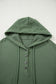 Black Button Drawstring Hooded Pullover and Casual Short Set