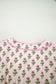 Pink Floral Print V Neck Scallop Trim Button Front Short Sleeve Long Dress