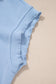 Sky Blue Lace Accent Zipped Collar Short Sleeve Top Sweatpants Set