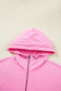 Parchment Checkered Patchwork Kangaroo Pocket Half Zipper Hoodie