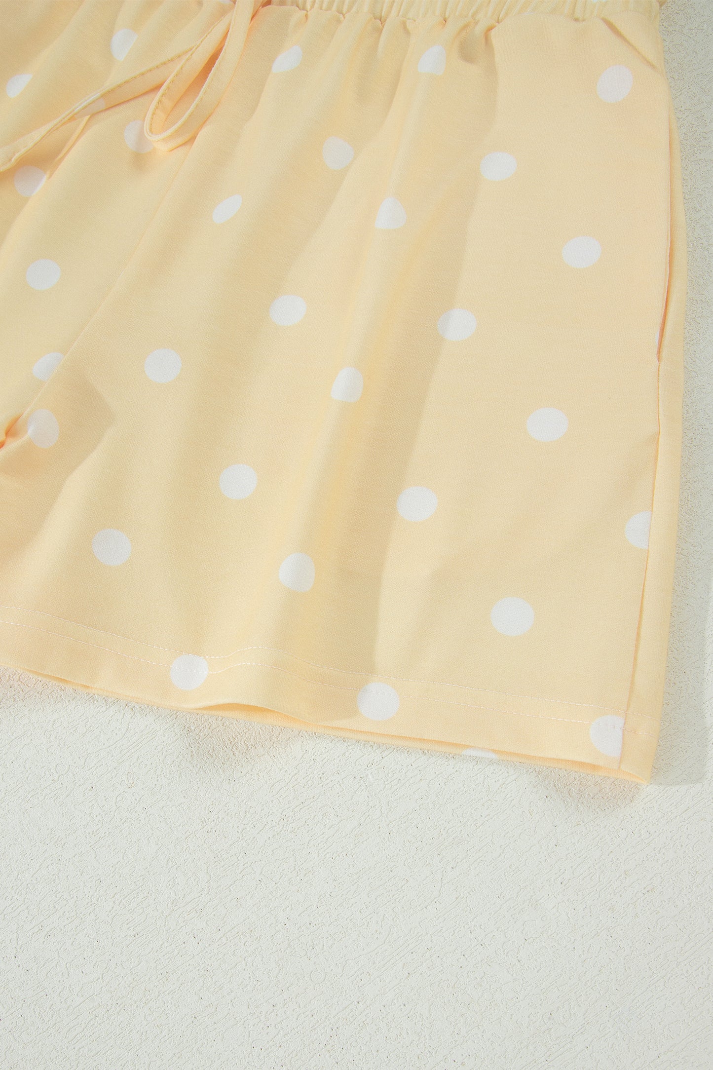 Black Exposed Seam Detail Polka Dot Loose Tee Drawstring Shorts Set