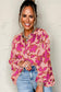 Gray Morn Floral Print Batwing Sleeve Buttoned Loose Fit Shirt