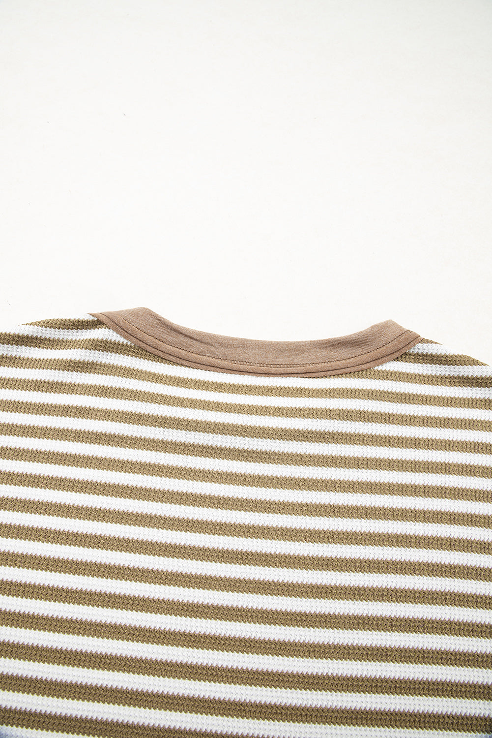 Black Stripe Thermal Knit Drop Shoulder Casual Top
